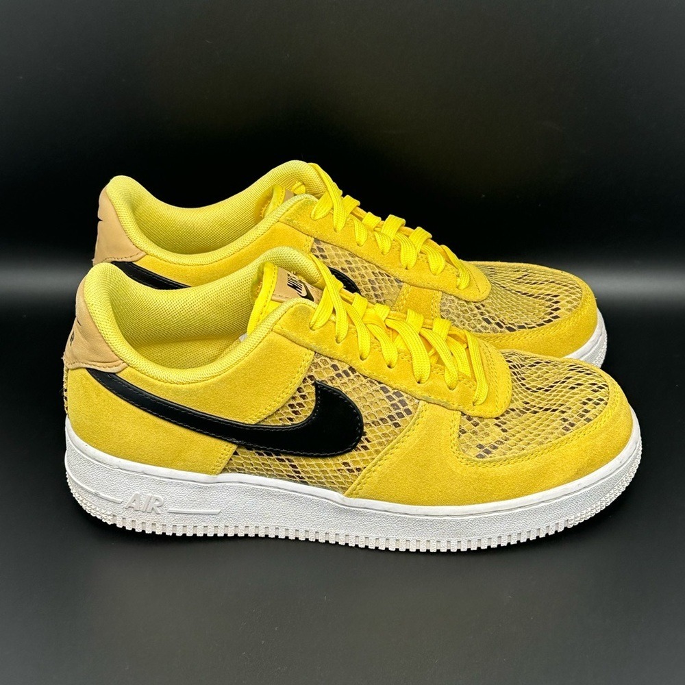 Nike Air Force 1‎ '07 Low Yellow Snakeskin Shoes BQ4424-700 Men's 7